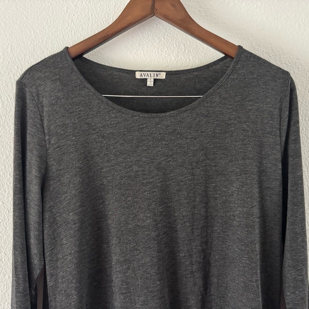 Boho Sequin Embellished Sheer Hem Gray Layered Tunic Blouse Avalin L Romantic - Picture 6 of 14